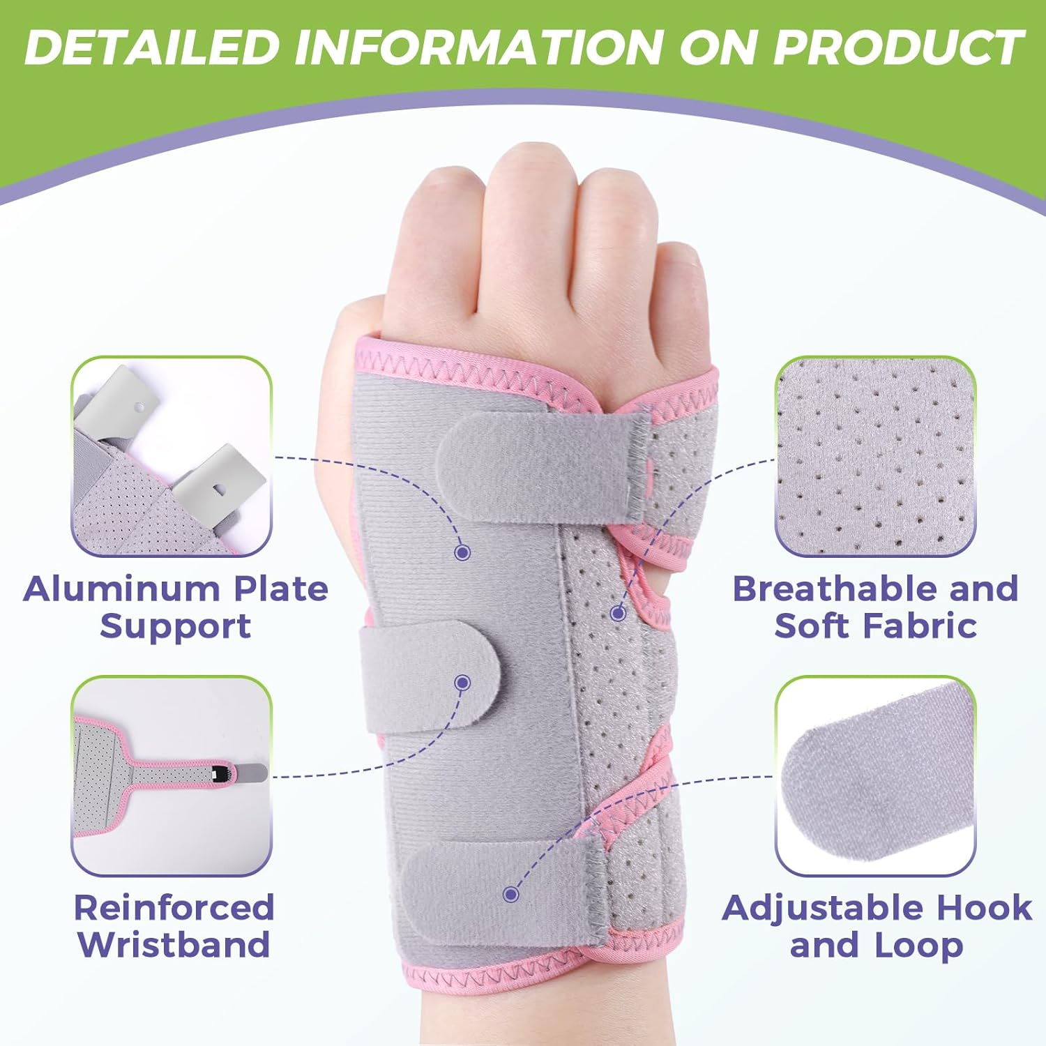 Carpal Tunnel Wrist Brace for Right, Adjustable Adult Night Wrist Support Brace, Wrist Wraps No Pressure on Thumb, Pink Elastic Wrist Guards for Arthritis, Tendonitis, Pain Relief, S image number 5