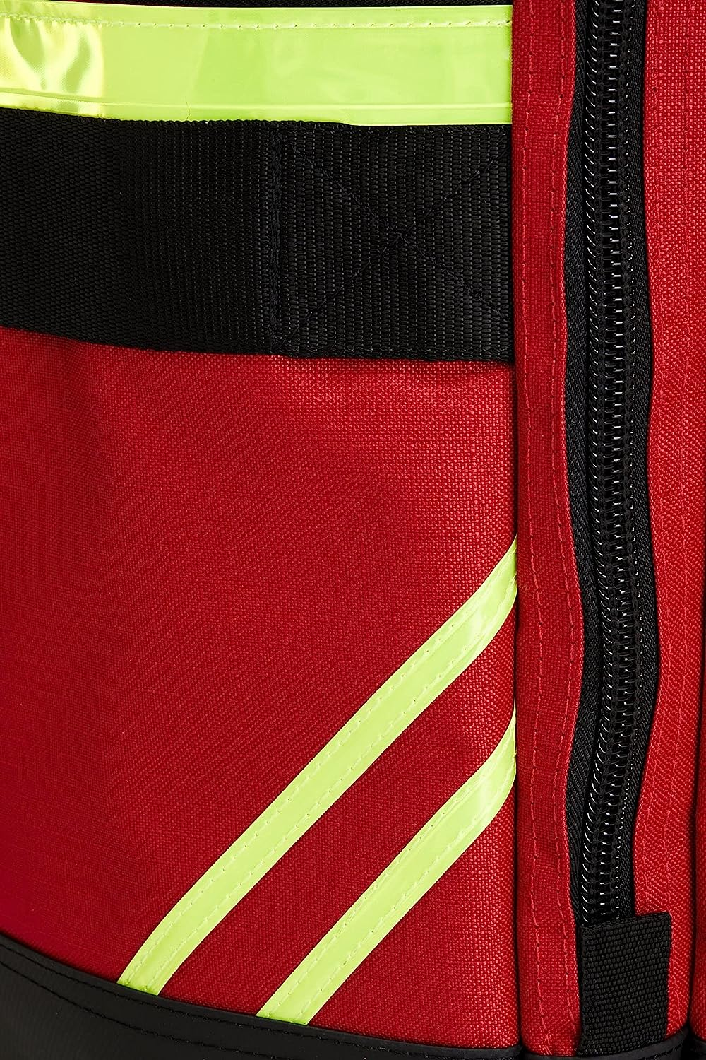 Line2Design Wheeled Firefighter Jumbo Turnout Gear Bag with Reflective Trim, Front Pocket and Maltese Cross Logo - Red image number 1