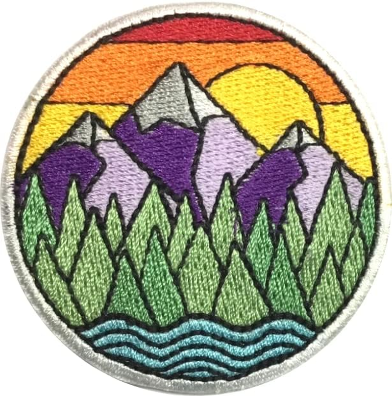 Patchclub Mountain and River Adventure Outdoor Patch, 2 Inches - Colorful Embroidered Cool Iron On/Sew on Patches