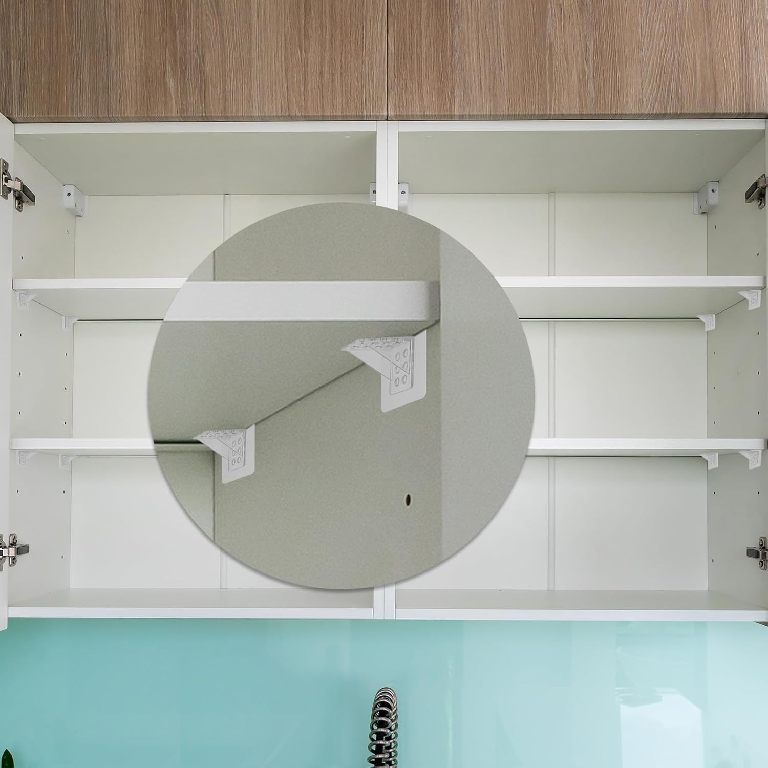 15Pack Adhesive Shelf Bracket, Punch Free Transparent Shelf Support Pegs for Shelves Kitchen Cabinet Closet Clapboard Layer，Clear Self Adhesive Bracket image number 3