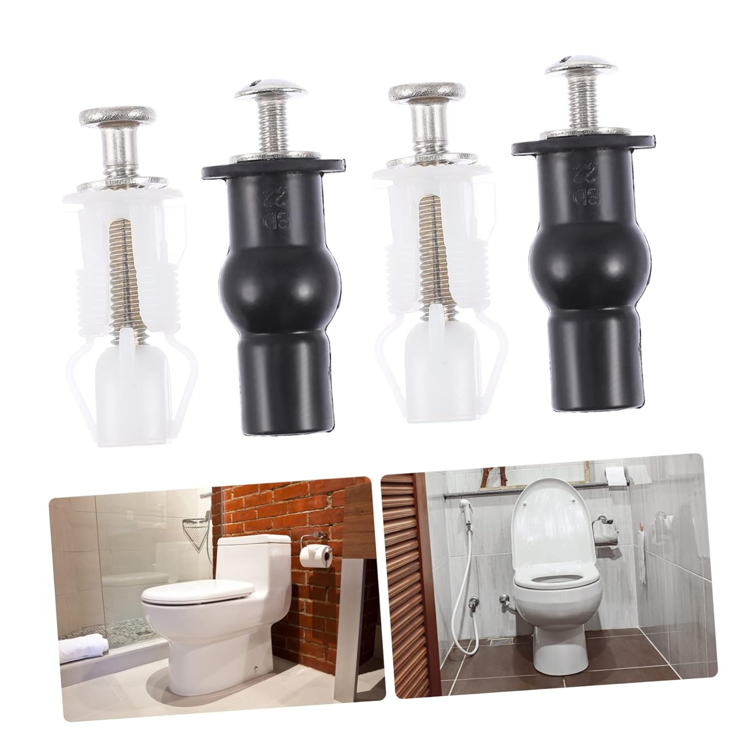 Tofficu 4Pcs Toilet Seat Fixing Bolts Replacement Accessories for Bathroom Wc Toilet Bowl Seat Easy Install Material