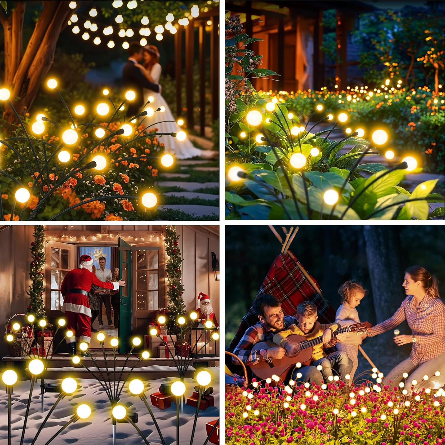 Solar Garden Lights, 2 Pack 20 LED Firefly Lights Solar Outdoor, Solar Lights Outdoor Waterproof for Christmas Landscape Decorations Yard Pathway Swaying Light (2 Packs)
