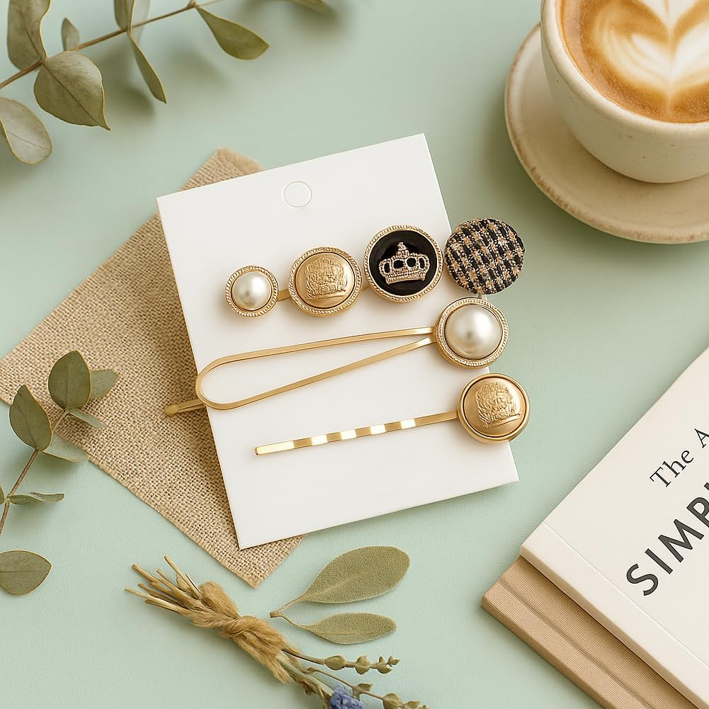 HOBBIESAY 6Pcs Hair Bobbin Pins Pearls Hair Clips Cute Hairs Barrettes Pins Boho Fancy Hairpin Accessories Fashion Hairs Clips Set Simple Retro Gifts for Women Decorative Wedding image number 3