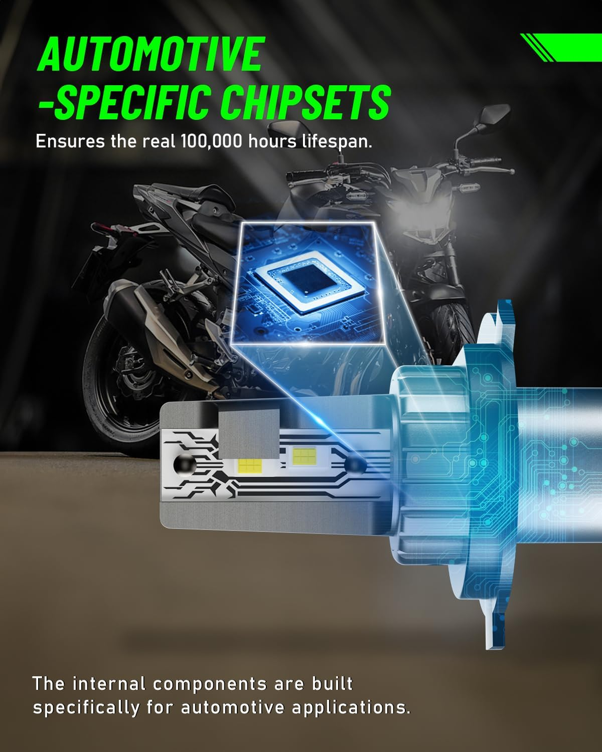 H4 9003 HB2 LED Fog Lights Bulbs for Motorcycle, 600% Brighter 6500K Cool White High/Low LED Headlamp, Pack of 1 image number 2