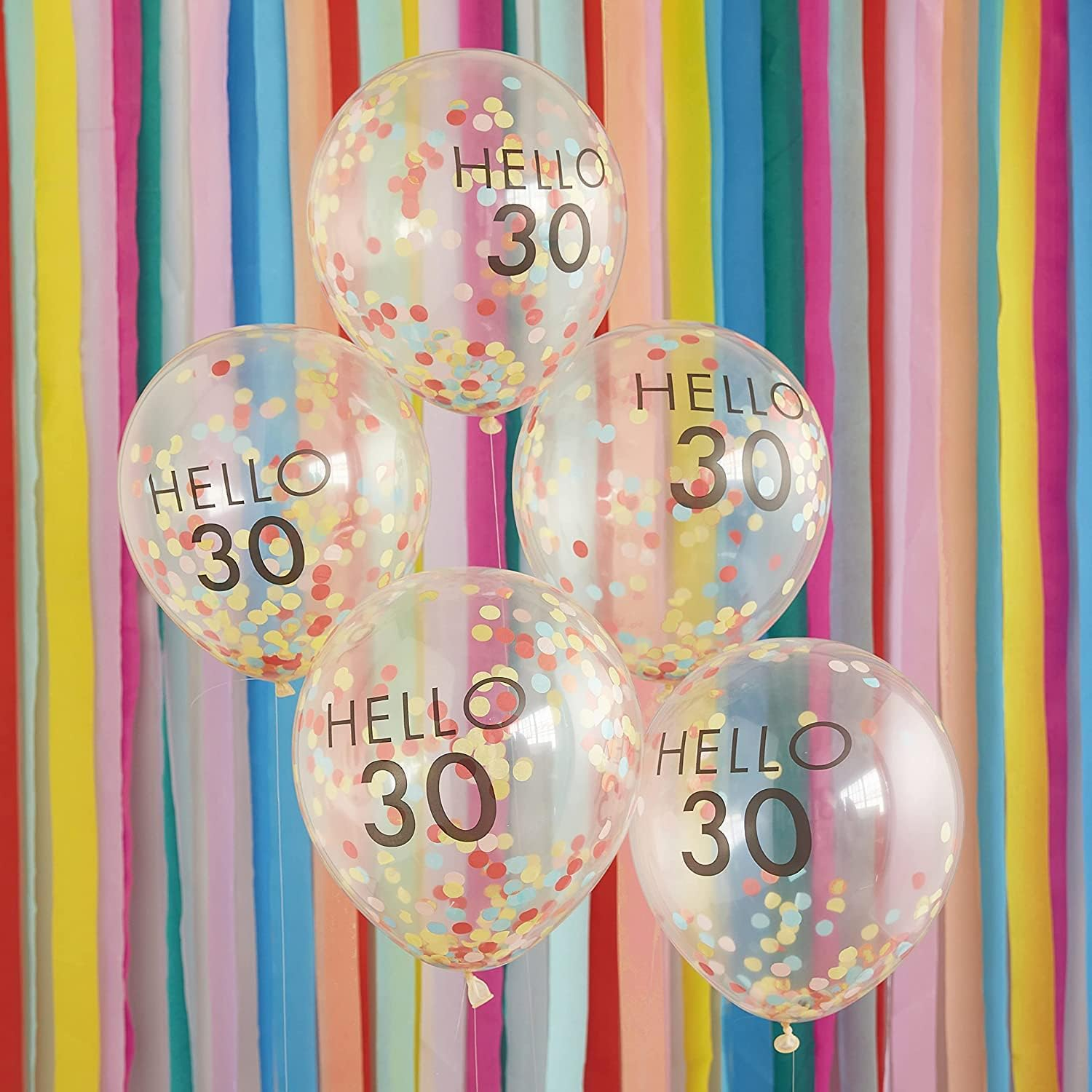 Ginger Ray Mix It up Brights Hello 40 Milestone Birthday Latex Balloons, 30 Cm Size (Pack of 5) image number 6