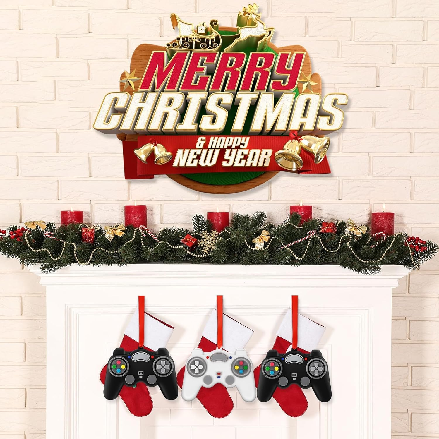 2024 Video Game Christmas Ornaments Personalized Video Game Controller Ornament for Gamer Lovers Customized Handwritten Christmas Tree Hanging Ornament Gifts Reusable PVC Rubber First Keepsake 2PC image number 6