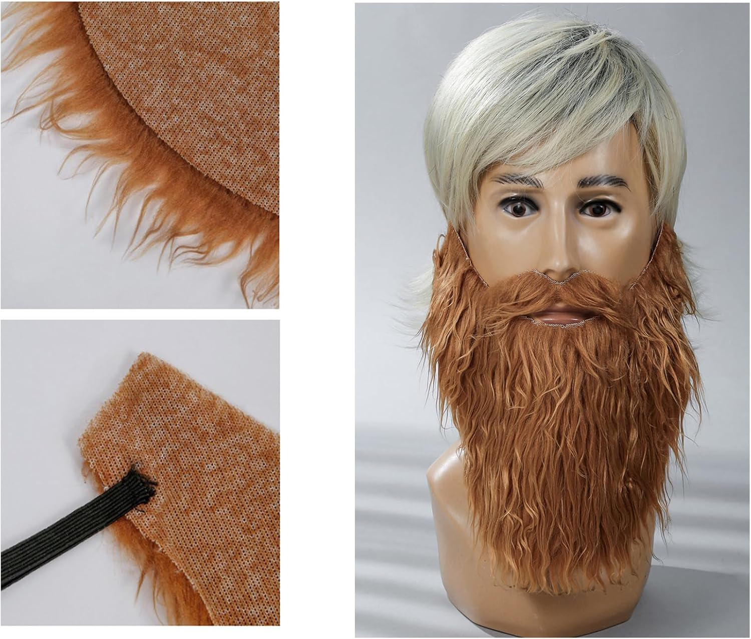 Lopsity Fake Beard Costume Men'S Beard with Adjustable Band Cosplay Halloween Fake Beard Facial Hair for Costume Party (3COLOR) image number 5