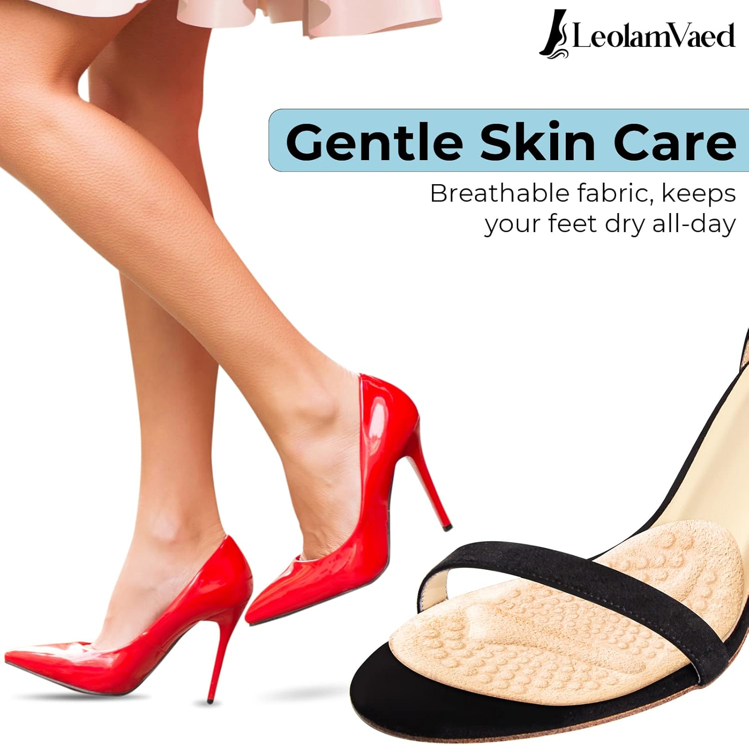 Reusable Metatarsal Pads Women, Ball of Foot Cushions for Women All Day Pain Relief and Comfort, Washable Heel Pads One Size Fits All High Heel Inserts (10 Pieces in a Set) - All In One_Set B image number 4