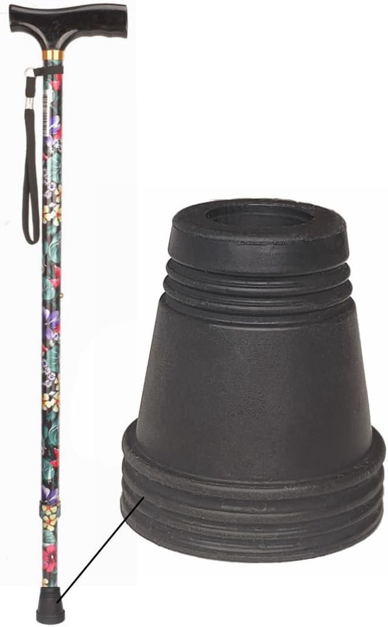 Walking Stick Tips 2 PCS, Non-Slip Walking Cane Pad, Walking Stick Accessories Replacement Cane Foot Pad, Thickened Natural Rubber Cane Tips, Black(2 Count) image number 2