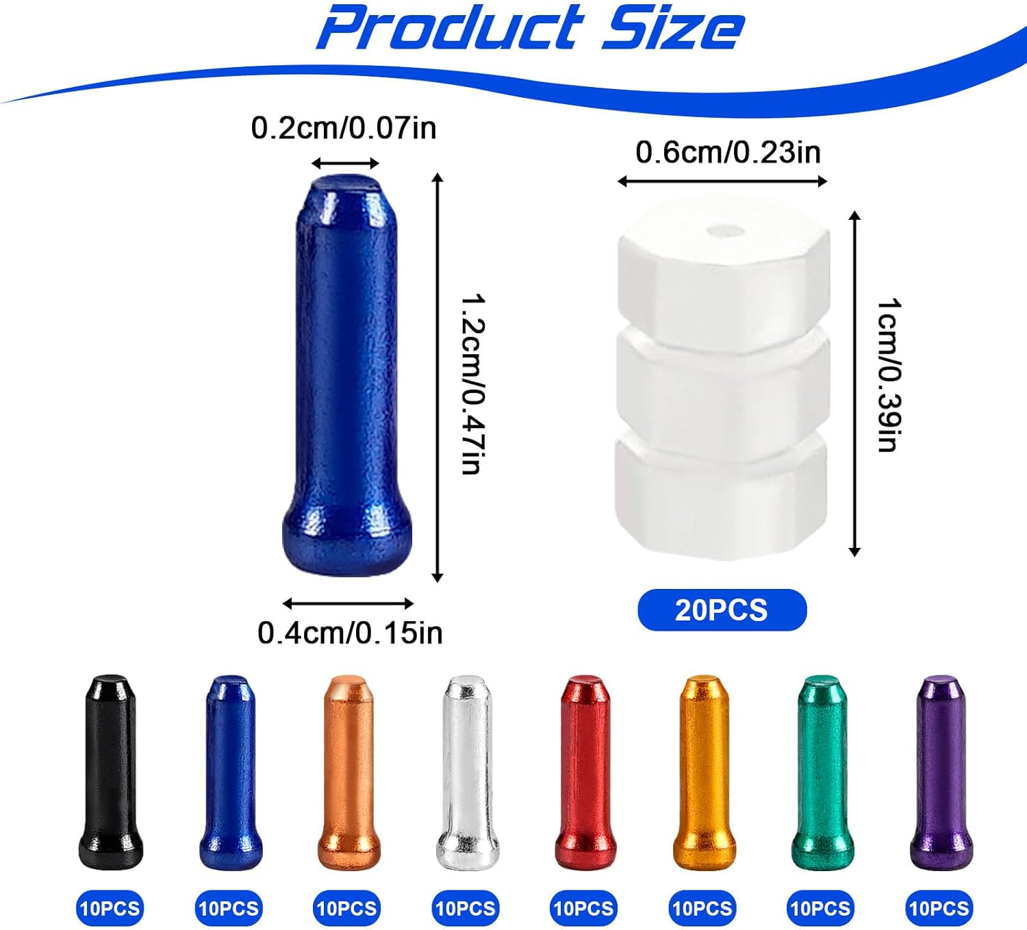 Koceci 100 PCS Bike Cable End Caps, Bike Brake Cable Ends, Brake Cable Crimp for Bike Shift Alloy Bike Wire End Cap with O-Ring Brake Cable Rubber Donuts image number 4