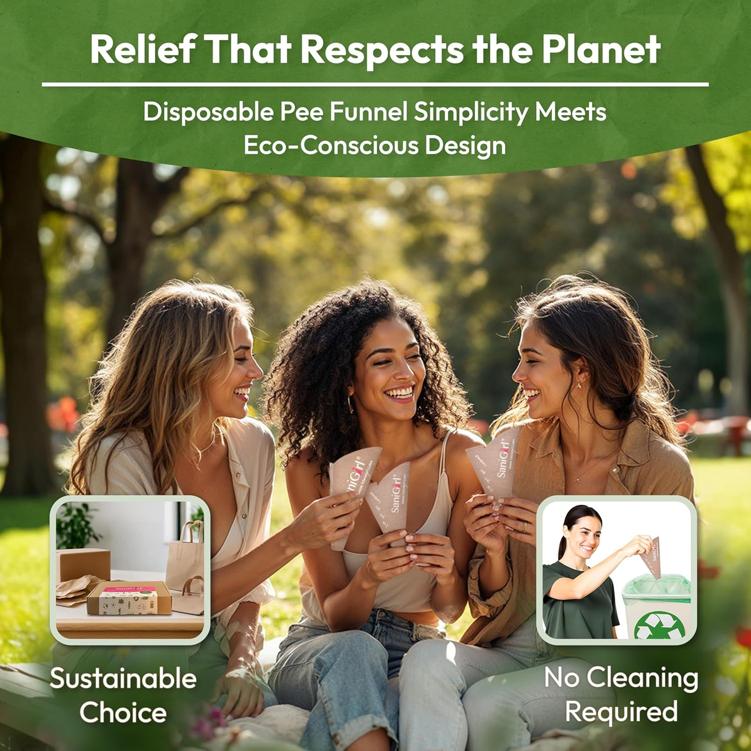 Sanigirl Pee Funnel for Women| Disposable| Female Urinal | Feminine Care | Portable Urination Device | Travel Essentials for Women | Camping Gifts for Women| Porta Potty Solution (50 Count Bulk Pack) image number 4