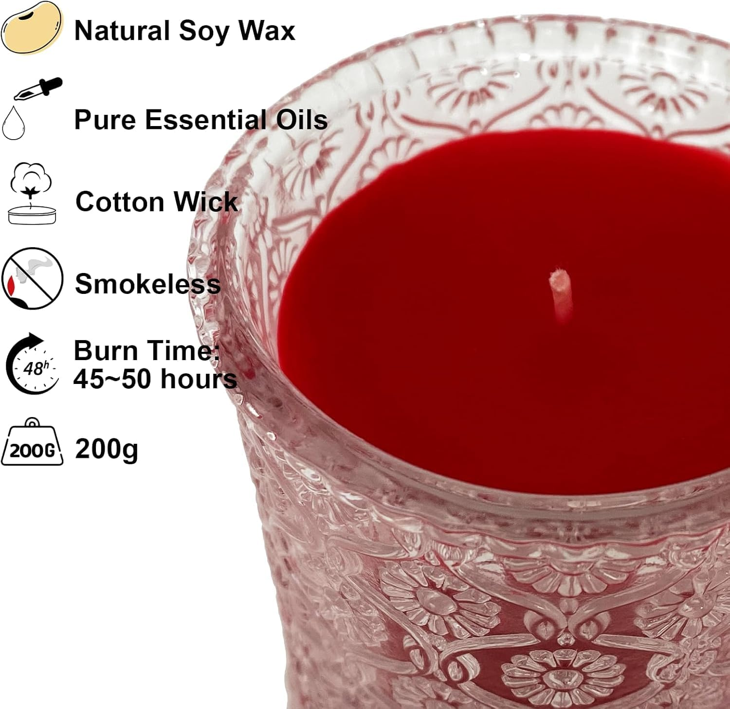 TTRWIN Apple Cinnamon Scented Candle, Natural Soy Wax and Plant Essential Oils, Red Candles, Long-Lasting Clean Burning, Aromatherapy Candles, Gift Surprise for Christmas, Birthday image number 6