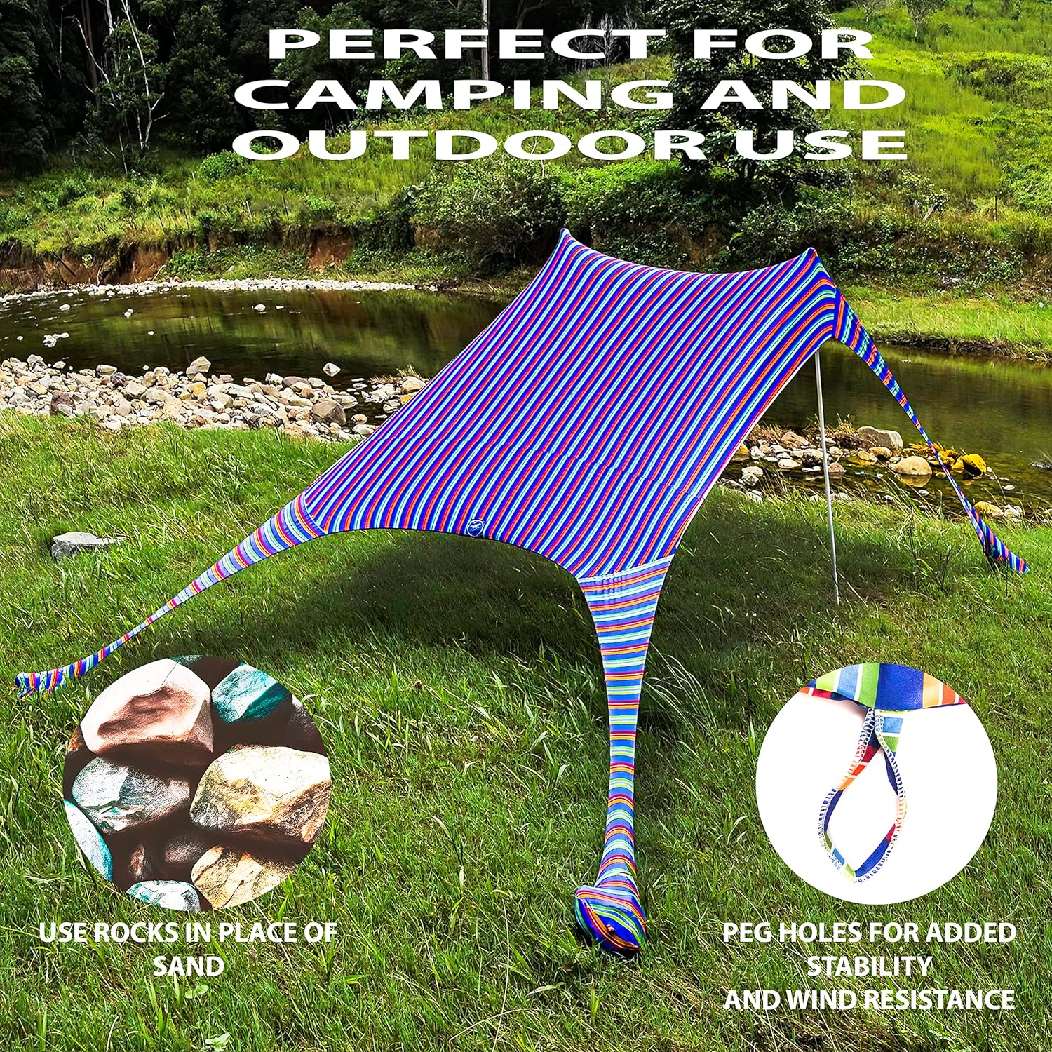 Pop up Beach Tent - Beach Sun Shade with UV Light Protection, 210 X 210 Cm Beach Canopy Sun Shelter for Beach, Camping and Outdoors