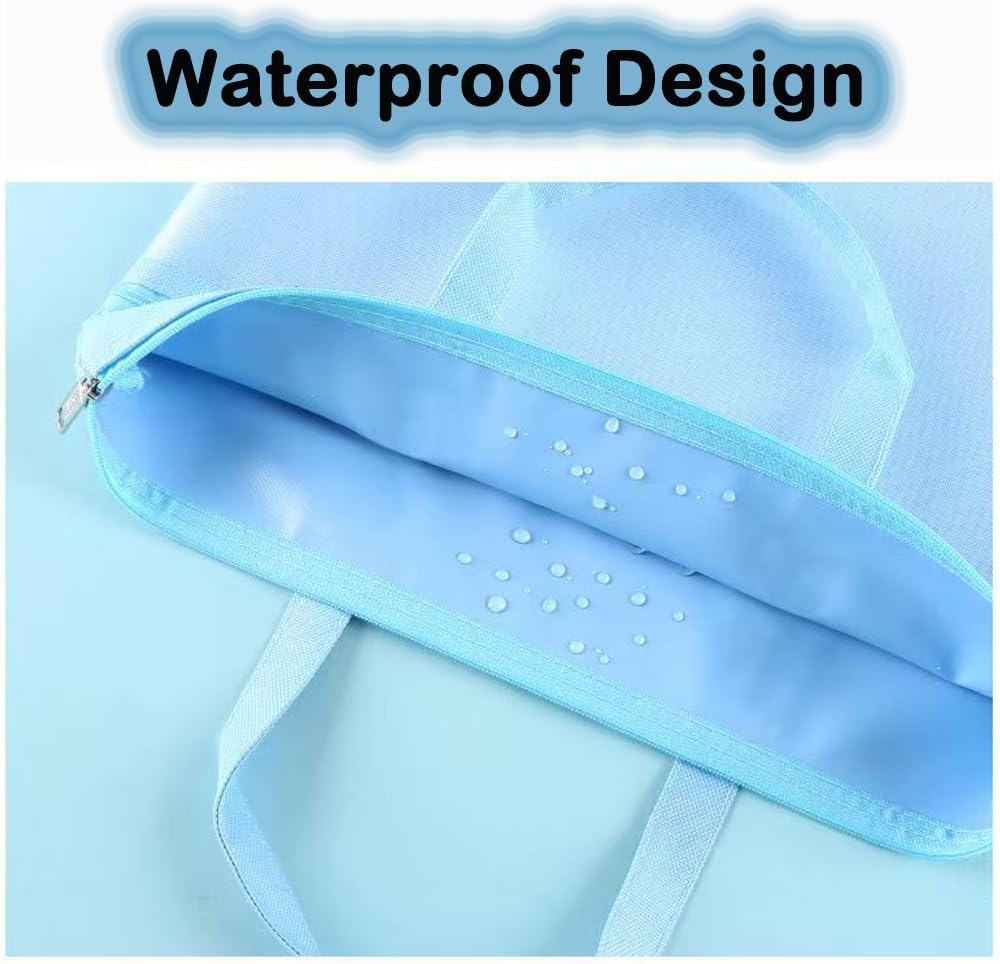 Zip File Pouch,A4 Document Bag, Zippered Handbag, Books Carry Bag Waterproof Double Zippers Pockets for Office Travel (Blue) image number 4