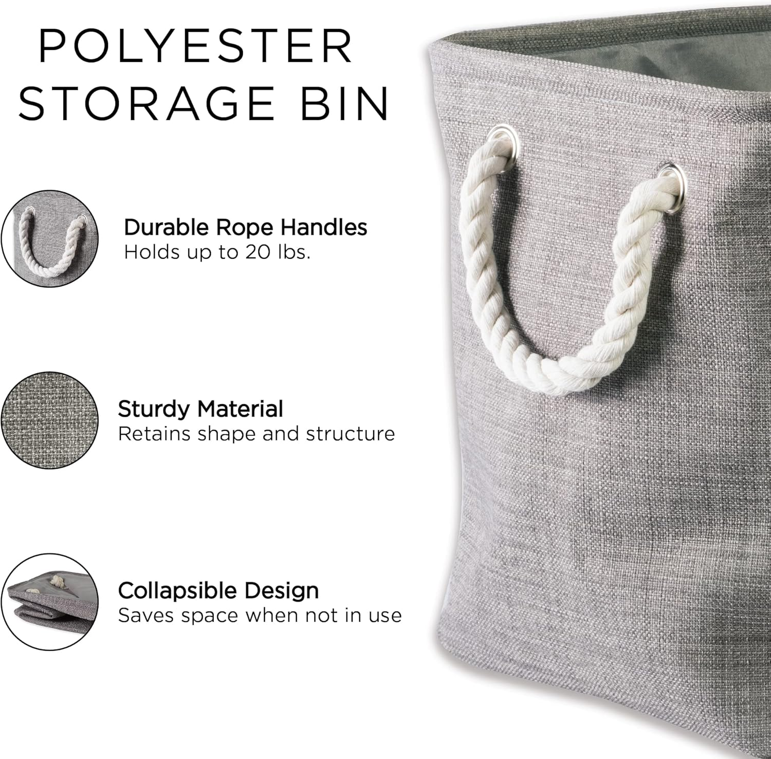 DII Polyester Variegated Storage Bin, Collapsible & Convenient Storage Solution for Office, Bedroom, Closet, Toys, & Laundry - Medium round Eggplant image number 1