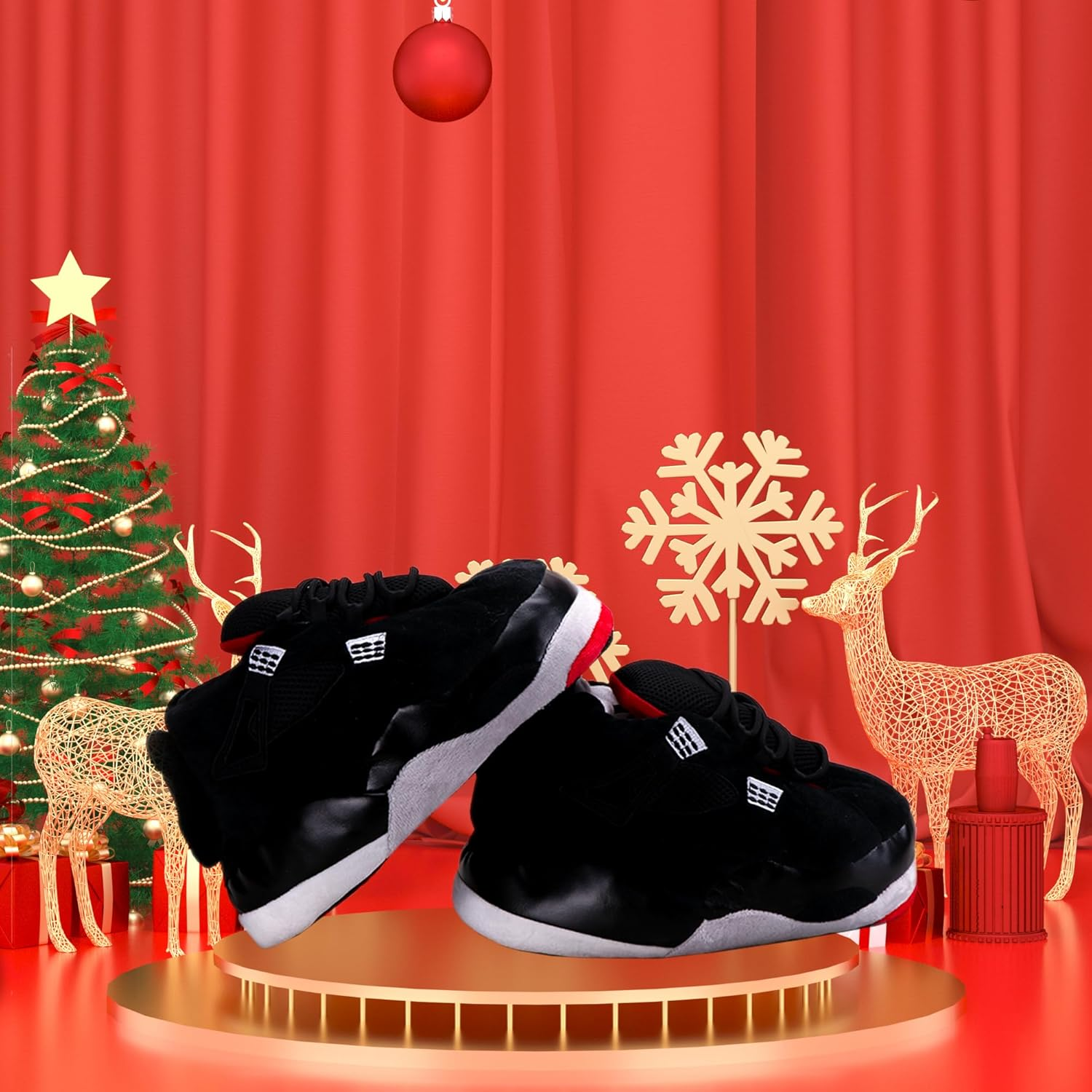 WSOARLQ Sneaker Slippers, Trendy Plush Home Shoes Anti-Slip Soft Comfy Slides Warm Winter House Footwear One Size Fits Women Men - Champagne image number 2