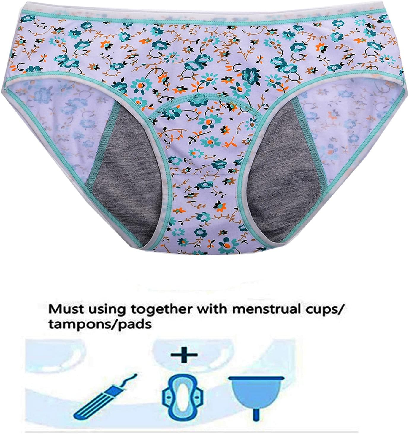 Teen Menstrual Period Underwear Girls Leakproof Protective Period Panties Women First Period Starter Kit Briefs image number 6