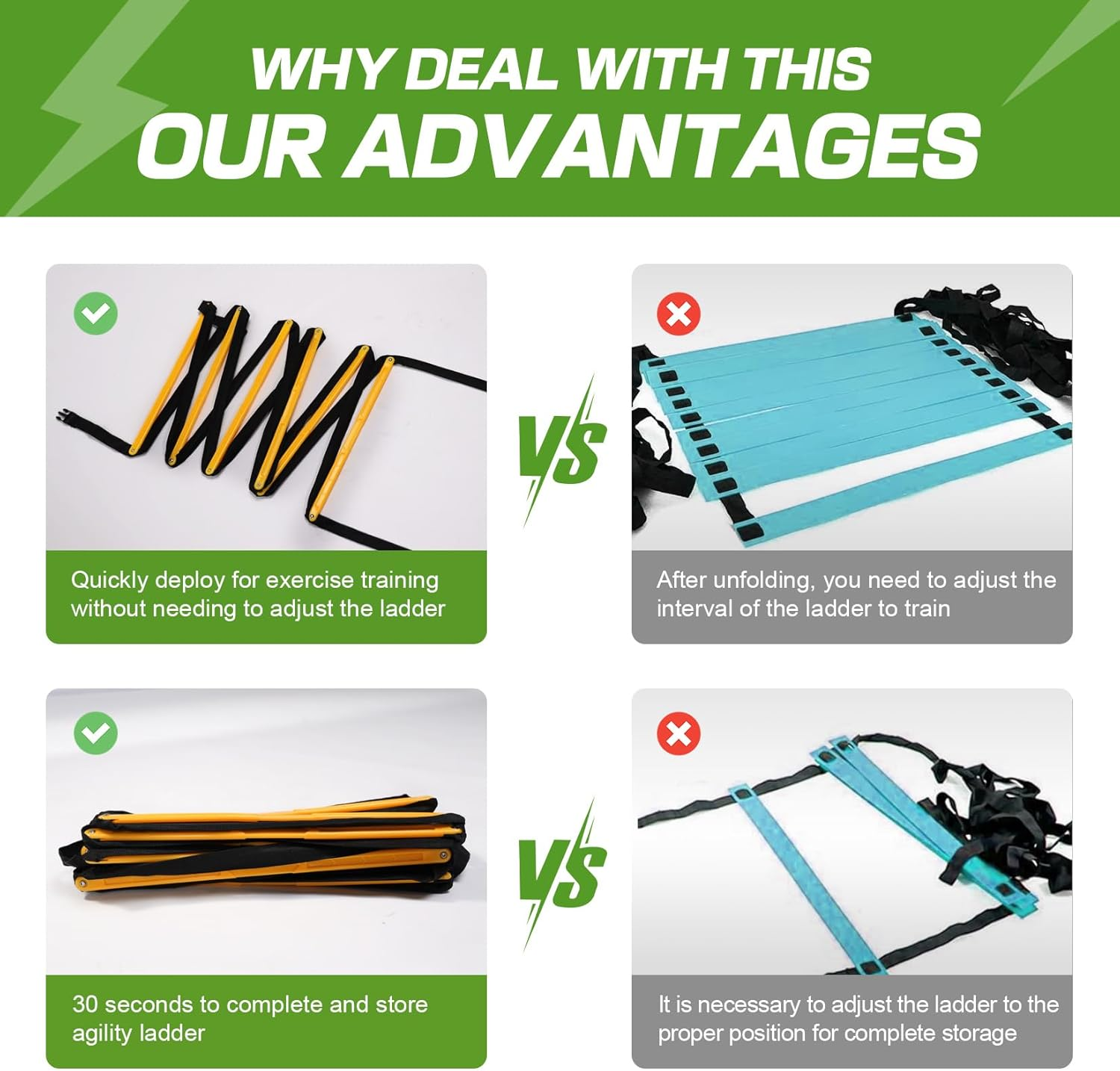 Happy Jump Agility Ladder 12 Rung 20 FT Speed Training Ladder Drill Sports Workout Equipment for Football Soccer Footwork Exercise image number 5