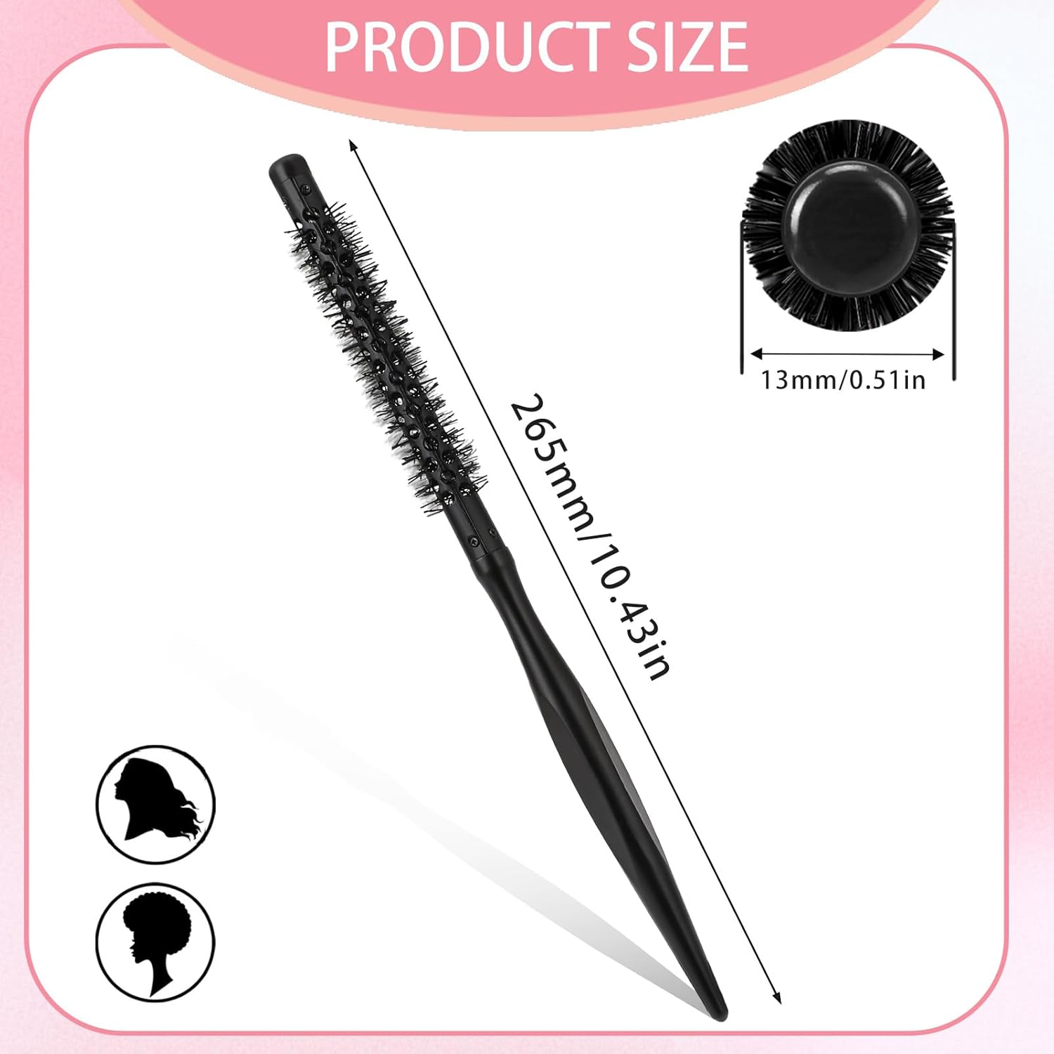 Sliverdew Mini Quiff Roller Brush, 1/2 Inch with Wooden Handle and Nylon Bristles, Portable Curling Brush for Short Hair, Travel, Salon-Like Styling Results image number 2