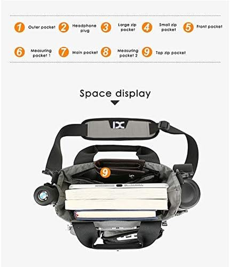 Mens Shoulder Bag,Multi-Functional Crossbody Messenger Bag Business Satchel Sling Travel Ipad Documents Briefcase (Grey) image number 1