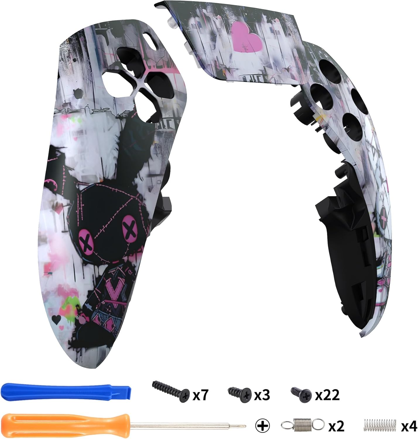 Extremerate Left Right Front Top Shell with Touchpad Compatible with Ps5 Edge Controller, Lovely Punky Bunny Replacement Faceplate Shell Custom Touch Pad Cover Compatible with Ps5 Edge Controller image number 3