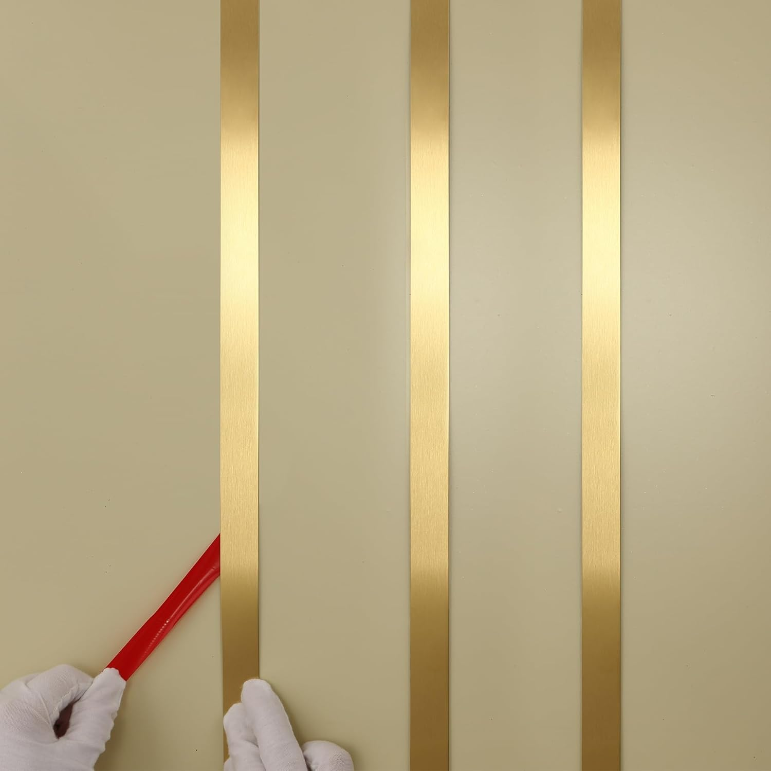 Gold Metalized Brushed Finish Molding Trim, Peel and Stick Strip for Mirror Frame, Wall, Fireplace and Home DIY Decoration (32.8 Ft X 0.8 Inch)