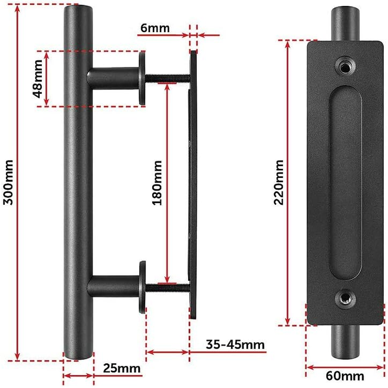 Carbon Steel Door Handle & Flush Pull Wood Door Gate Hardware 12" image number 2