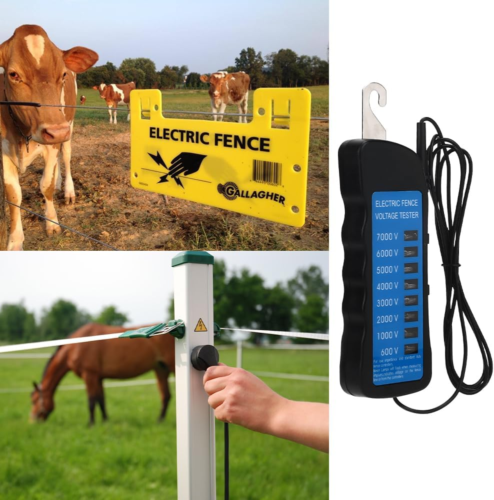 Electric Fence Tester, Multi Light Voltage Meter Detection Tester Neon Safety Fault Finder Portable Indicator with Probe for Home Gardens Poultry Enclosures Farm Fencing ABS 7000V image number 1