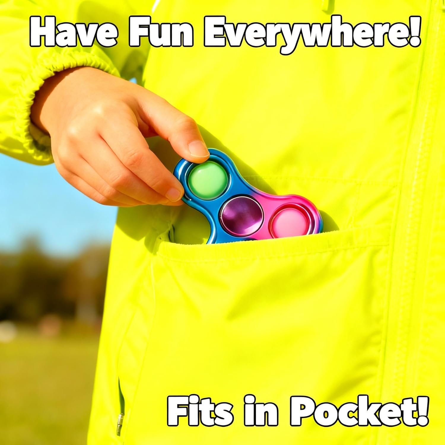 Zoltrax 3 Pack Pop Fidget Spinner,Rainbow Metal Pop It Fidget Toy for Kids Adults,Sensory Toys for Kids Party Favors Supplies,Adhd Focus Stress Relief Hand Spinner