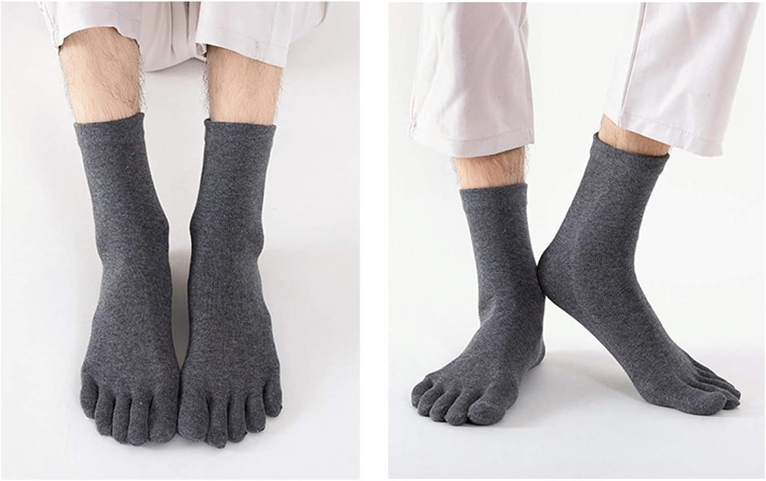 AWOCAN Toe Socks Five Finger Socks Cotton Soft Breathable Running Five Finger Crew Socks for Men Woman image number 4