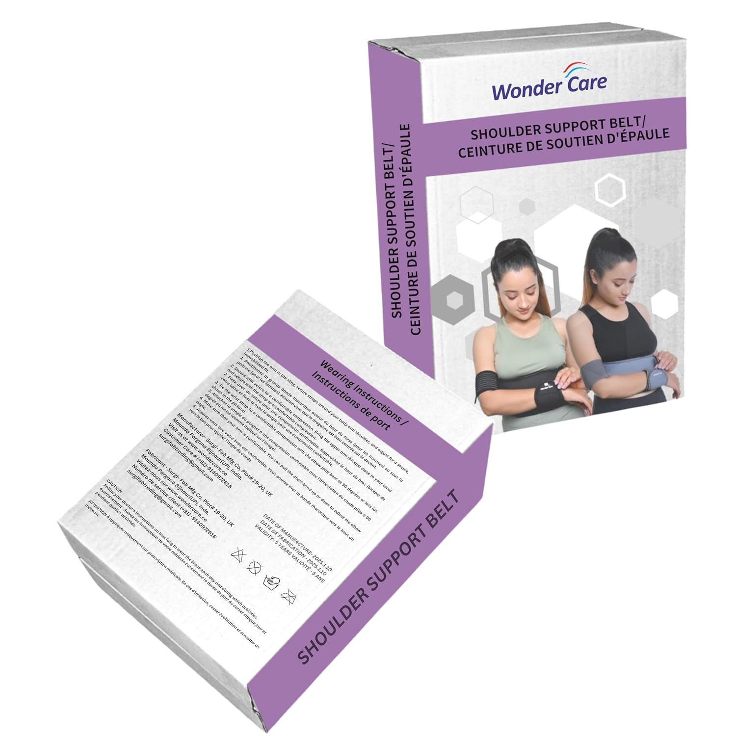 Wonder Care-Left Right Shoulder Immobilizer Arm Sling Elastic Brace for Clavicle Collar Bone Dislocation Subluxation Shoulder Support Compression Brace after Rotator Cuff Surgery - Black-Size 1 image number 4