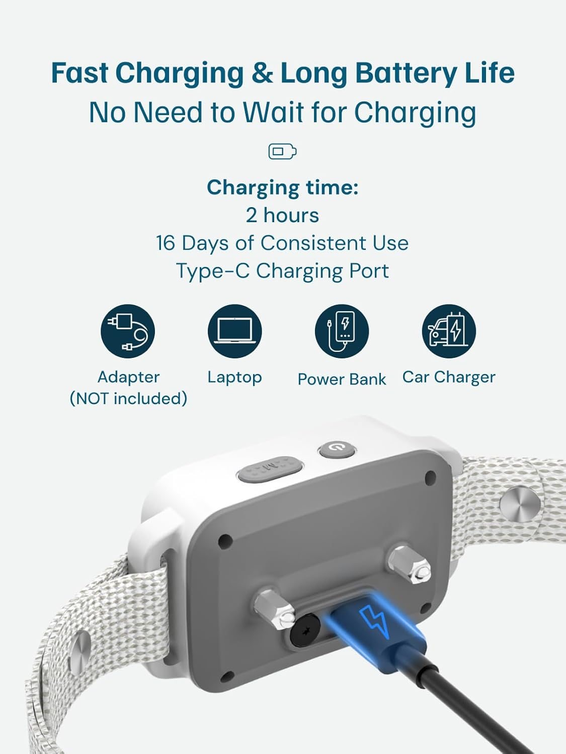 Barktec Smart Bark Collar for Dog Training: Dog anti Barking Collars with Vibration Optional Electric Shock Waterproof Rechargeable AI Technology Adjustable Fit All Small Medium Large Dogs image number 5