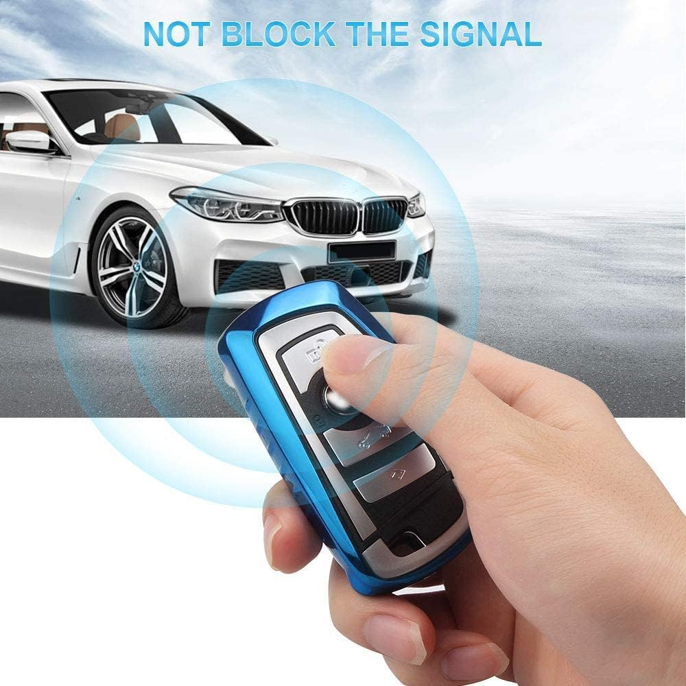 QBUC for Key Fob Cover Protective Case, Soft TPU Anti-Dust Protection Key Case Shell Keyless Remote Control Smart Car Key Protector&iexcl;&shy; Bmw-Blue image number 3