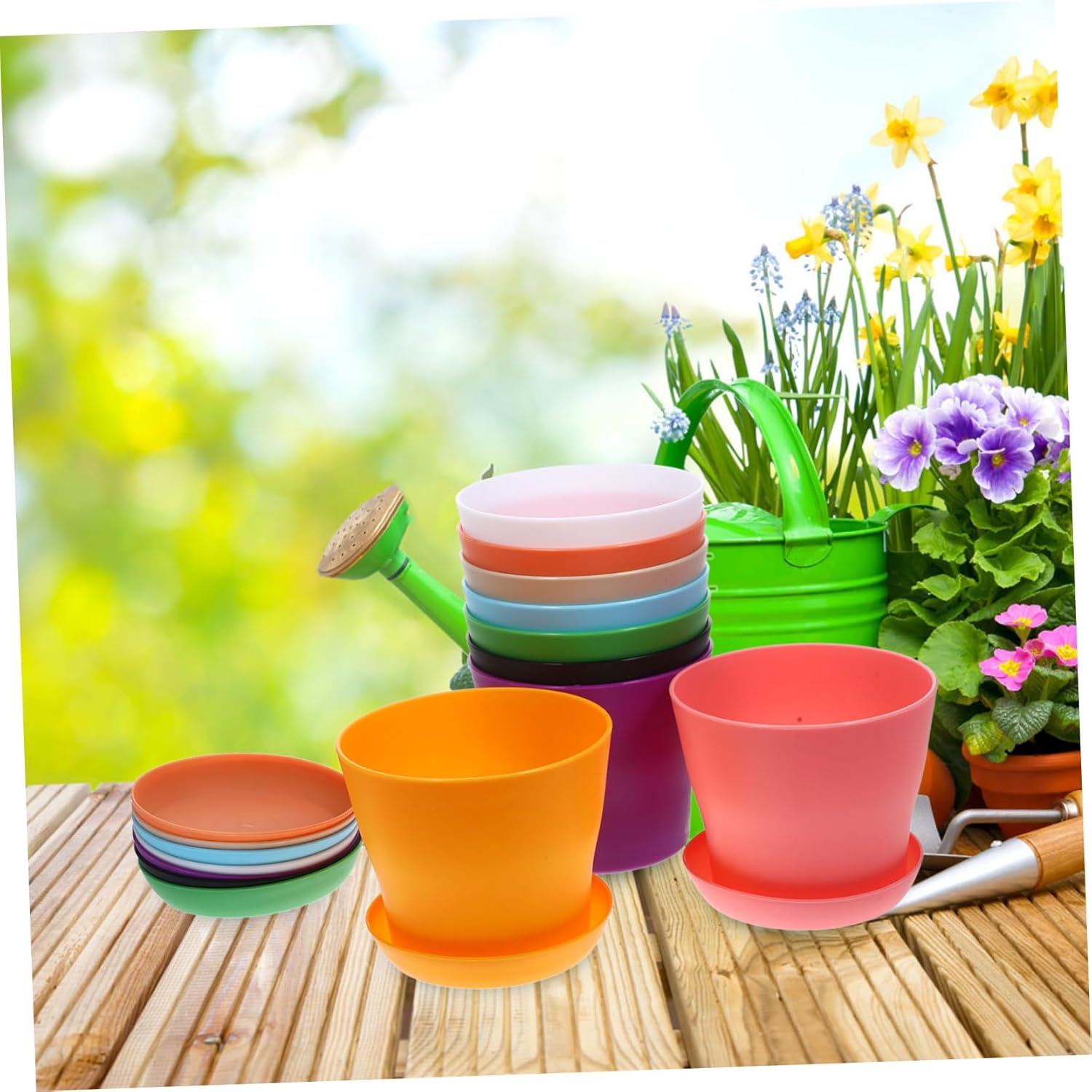 Kisangel 18Sets Plastic Flower Pots for Planting Containers Breathable Nursery Garden Flowerpot Small Planter Pots Saucers for Outdoor Use