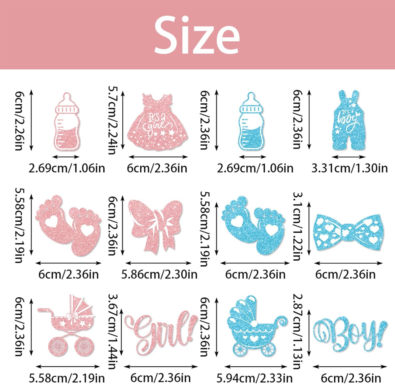 24 Pcs Baby Gender Reveal Cupcake Topper Set; Boy or Girl Themed Party Cake Decorating Props; for Baby Shower Gender Reveal Party Creative Decorations image number 3
