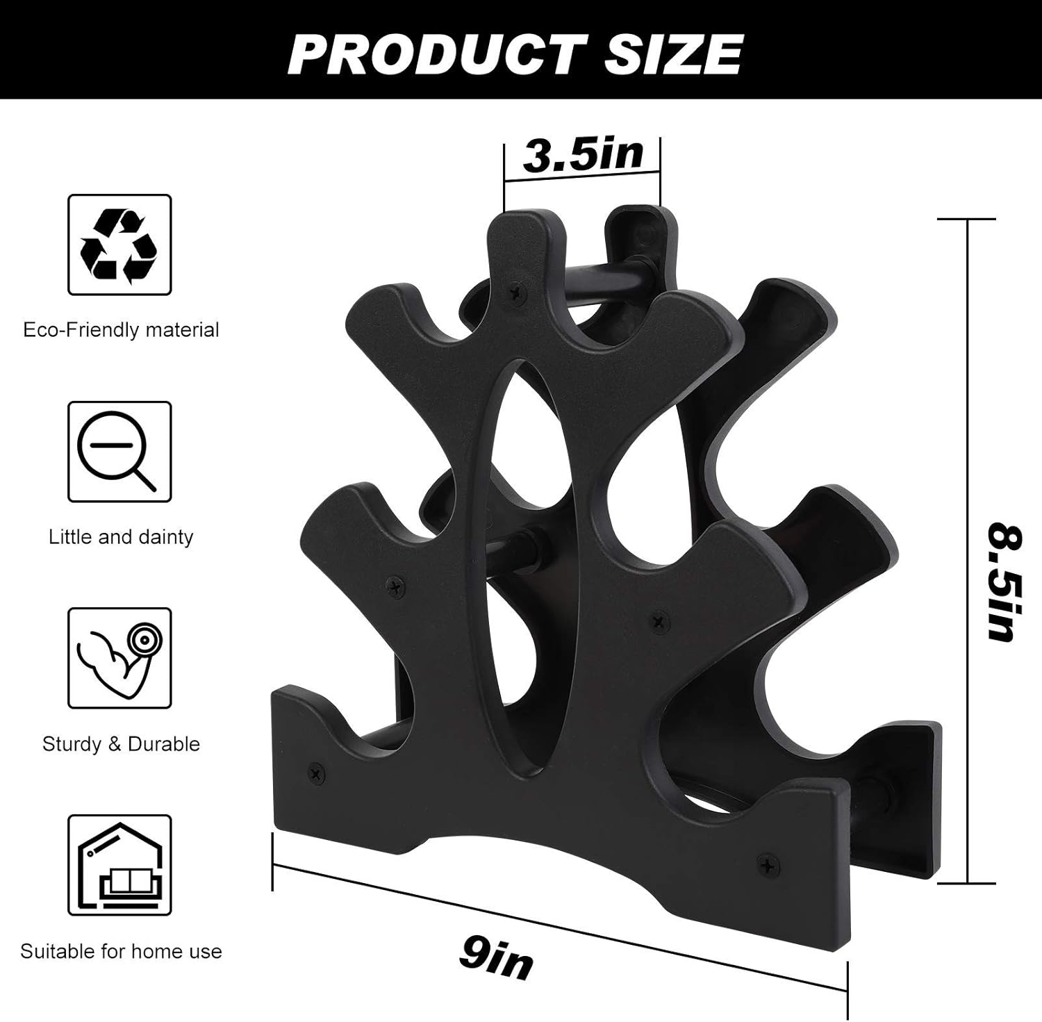 Small Weight Rack for Dumbbells - 3 Tier Dumbbell Rack Stand, Compact Weights Organizer Designed for Child Women Home Gym Exercise (1-5 LBS) image number 5