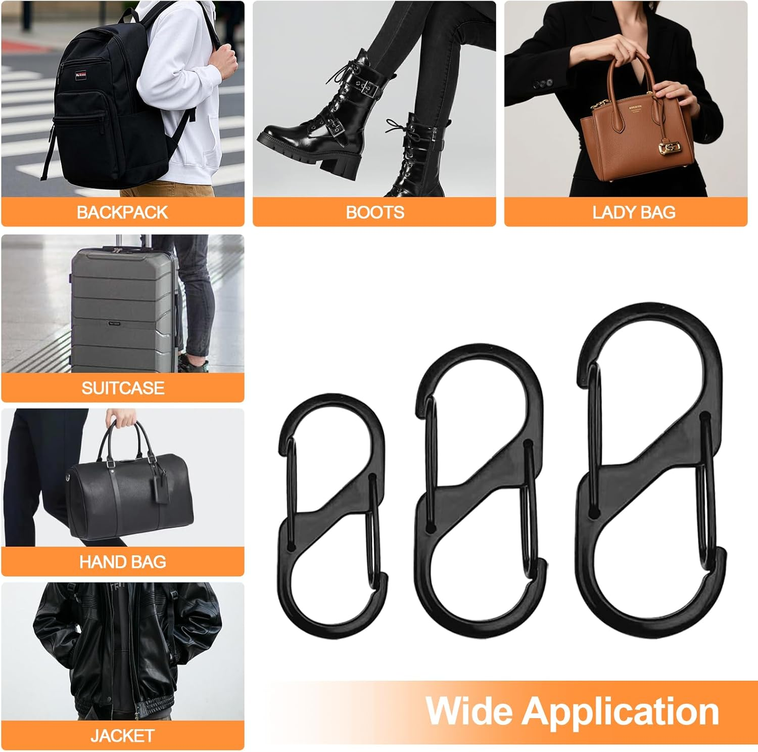 COZY CORE Zipper Clips Anti-Theft, 12Pcs Zipper Pull Locks for Backpacks &ndash; Double-Sided Spring S Carabiner Clasps for Luggage, Suitcases, Handbags, Keys, and Purses (Black) image number 1