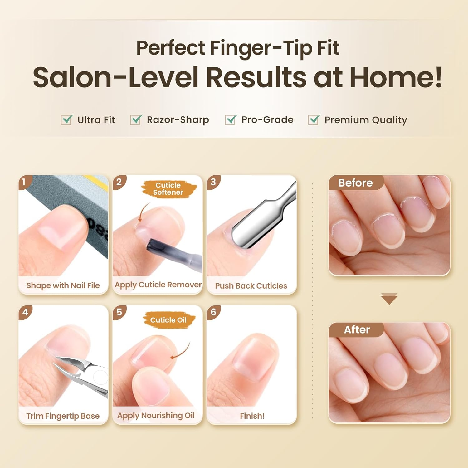 THRAU Cuticle Trimmer for Manicure and Pedicure, Stainless Steel Cuticle Remover Cuticle Nipper, Precise Pointed Tip Grooming Kit for Trim Nail and Dry Skin image number 6