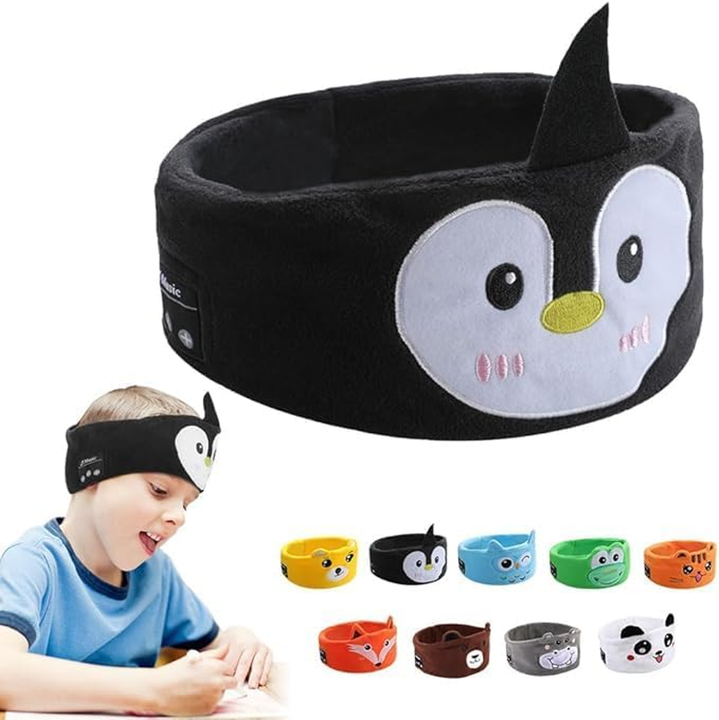 Kids Wireless Headphones Headband, Earphones for Children, Bandeau Toddler Headphones with Thin Speakers & Super Soft Headband (Penguin) image number 5