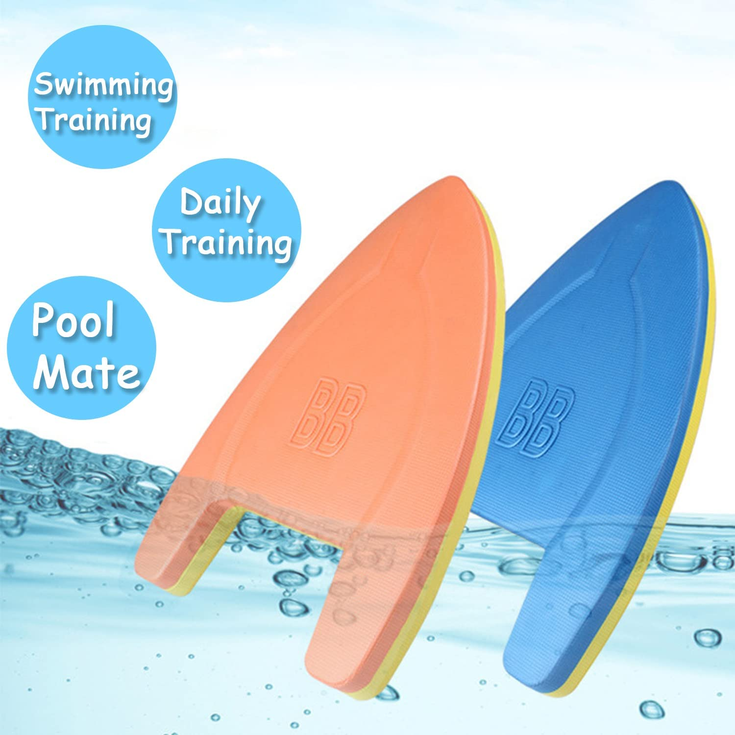 Swimming Kickboard，Kids Adults Swimming Learning Trainer Pool Training EVA Aid Float Board - Blue  Yellow image number 5