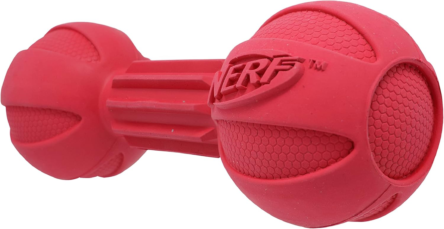 Nerf Dog Barbell Chew Dog Toy, Large, Red Medium image number 6