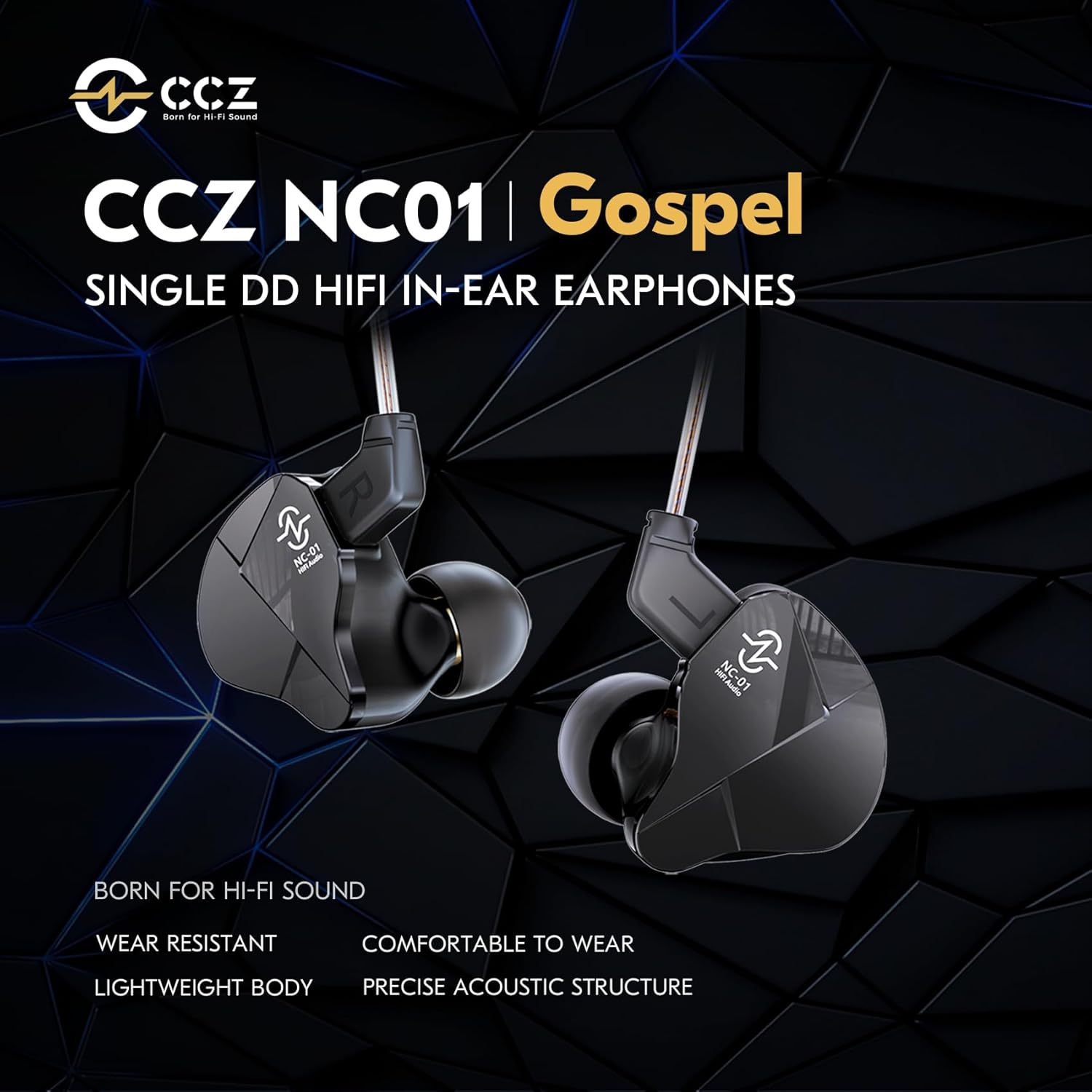 Yinyoo CCZ NC01 Gospel IEM In-Ear Monitors 10Mm Dual Magnetic DD Earphones Wired 2 Pin TFZ Gaming Earbuds with OFC Cable In-Ear Headphones Hifi for Audiophiles/Gamers image number 6
