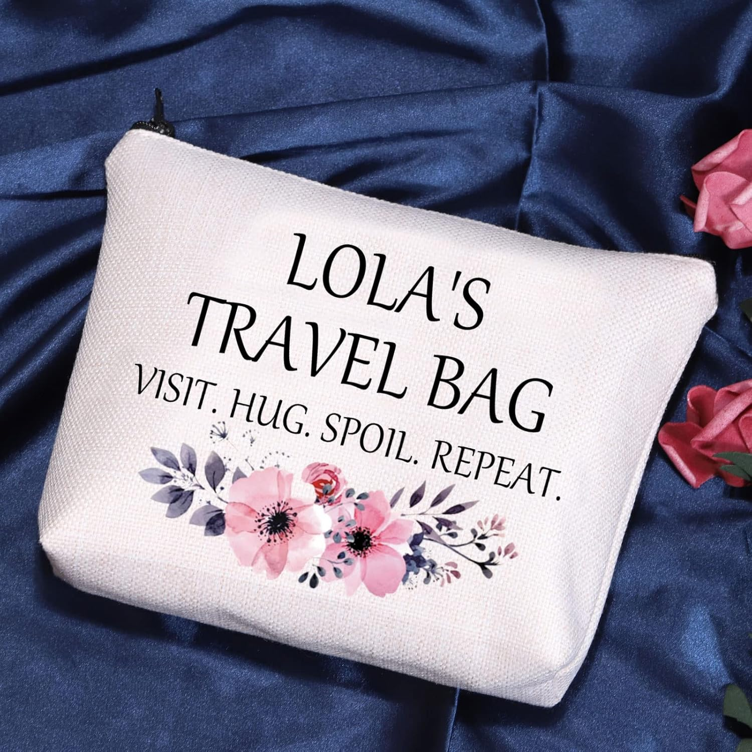 POFULL Lola Gift Best Lola Gift Lola Birthday Gift Lola&rsquo;S Travel Bag Visit Hug Spoil Repeat Travel Cosmetic Pouch, Lola&rsquo;S Travel Bag image number 4