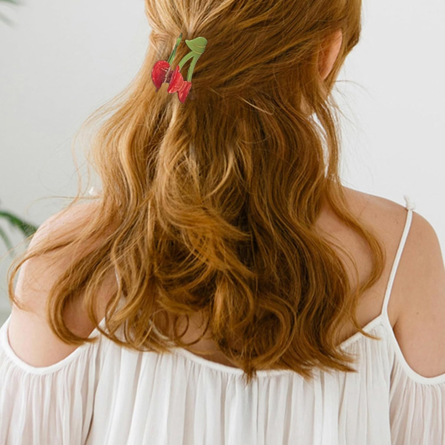 Cute Cherry Hair Claw Clips, Red Fruit Hair Clip, Hair Clip, Red, Summer Hair Clips, Fruit Hair Clips, Small Hair Claws, Suitable for Women to Organise and Decorate Your Hair image number 1