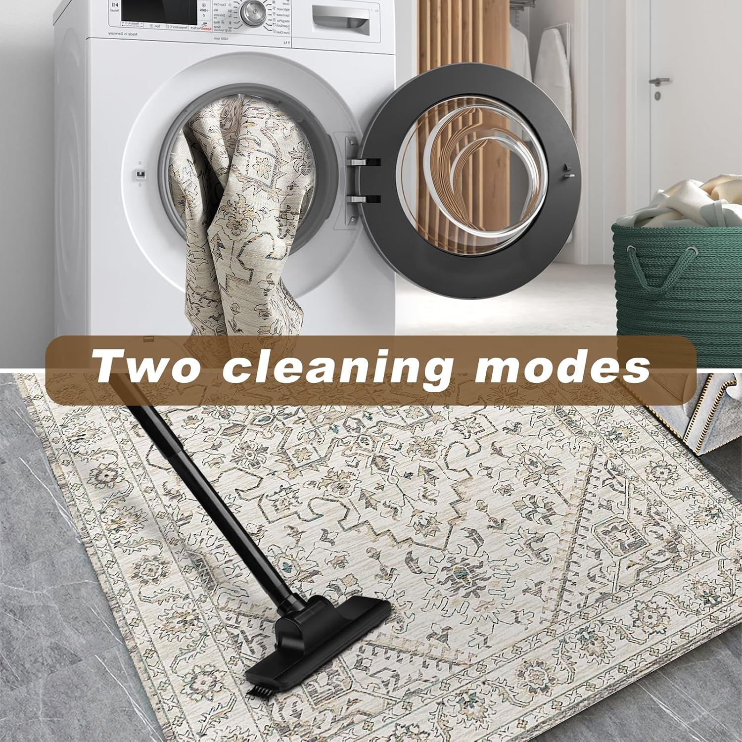 TFMODBFA 200X300Cm Large Area Rug Livingroom Rugs, Non-Slip Washable Rugs Vintage Carpet Mat 6&times;9 Indoor Rugs Modern Soft Abstract Rugs Home Decor(Gray-White) image number 3