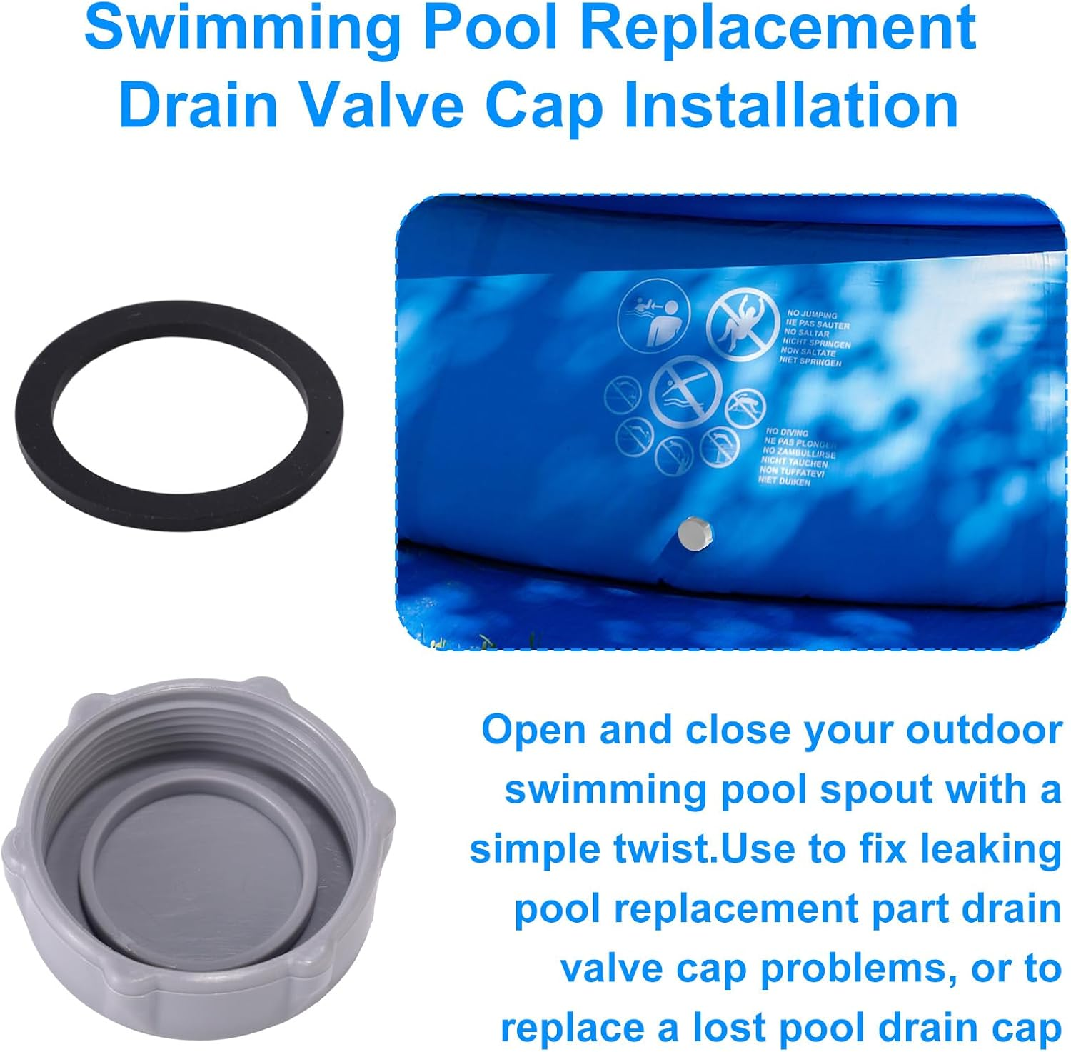 2Pcs Pool Replacement Part for Coleman, Drain Valve Cap & Hose Connector Compatible with Coleman Swimming Pool Accessories Replacement Parts for Easy Maintenance (Grey) image number 6