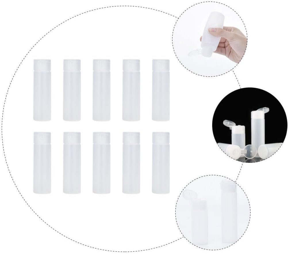 SOLUSTRE Flip-Top Empty Bottle Set of 10 Refillable Travel Containers for Lotion Shampoo and Moisturizers 6.1Cm X 2.1Cm