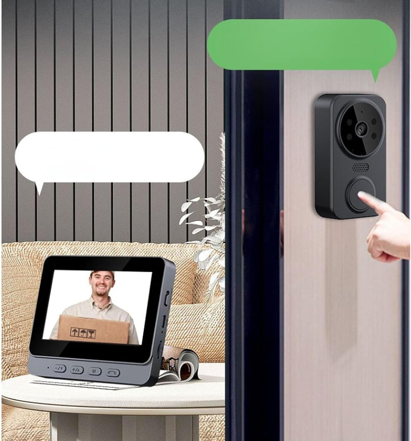 Video Doorbell Wireless Bluetooth Doorbell Camera, 4.3 Inch Display 2 Way Audio Intercom, 8MP 1080P HD Night Vision 170&deg; Wide Angles Smart Door Peephole Camera, Easy to Install image number 4