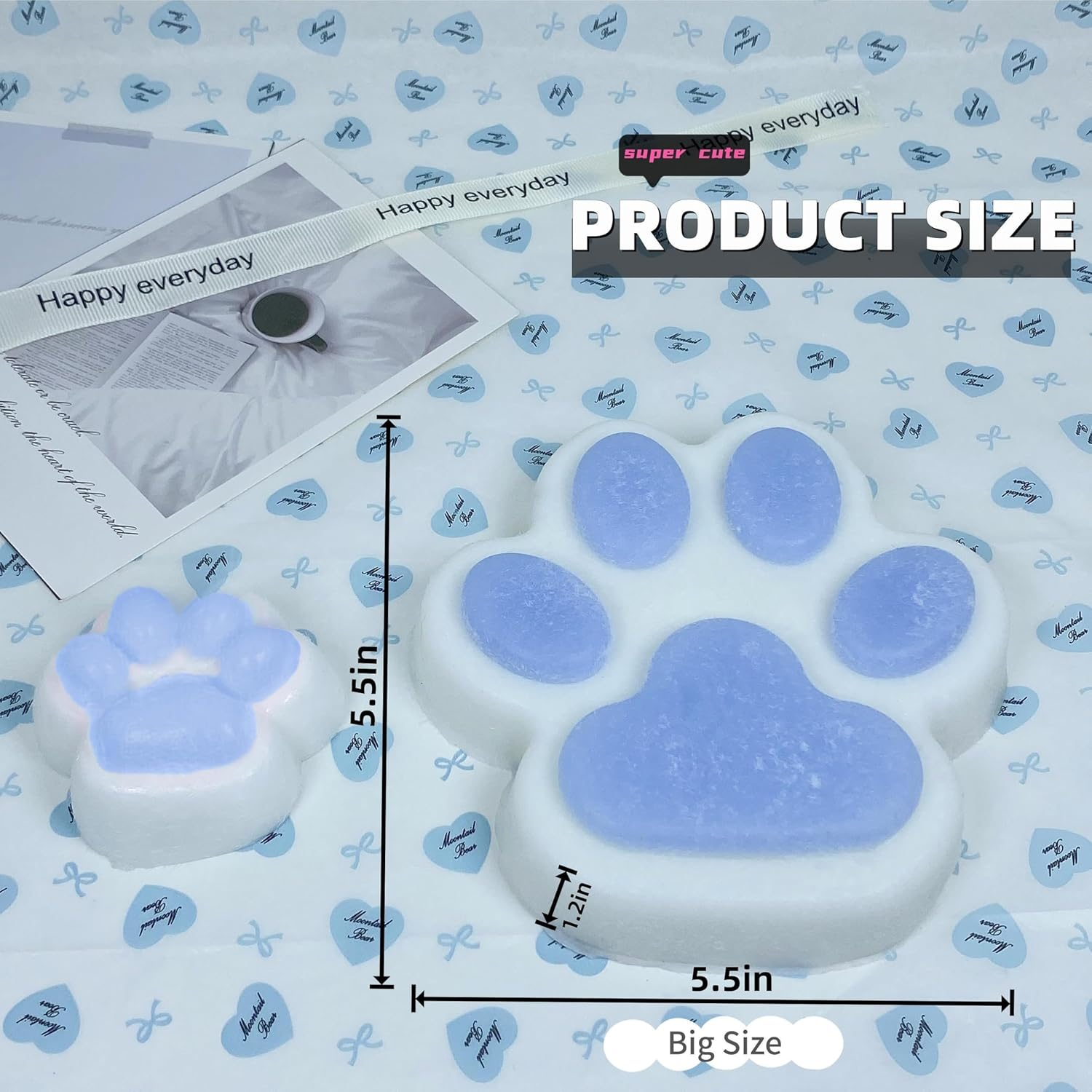 Big Cat Paw Squishy 5.5 Inch Large Size Squishies Squeeze Toys Pinch Family Squishy Cute Soft Silicone Giant Cats Paw Tangcii Fidget Stress Relief Sensory Toys Gifts for Adults Women image number 1