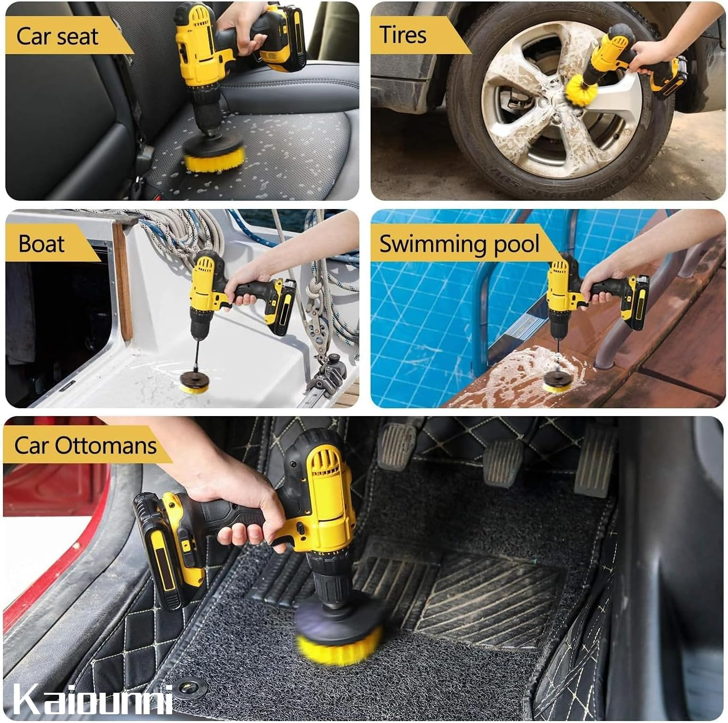 4 Piece Drill Brush Attachment Set, Includes Scrub Daddy & Scrub Mummy Pads, All Purpose Power Scrubber Cleaning Brush Kit with Extend Long Attachment for Grout, Tiles, Tub, and Car Surfaces image number 1